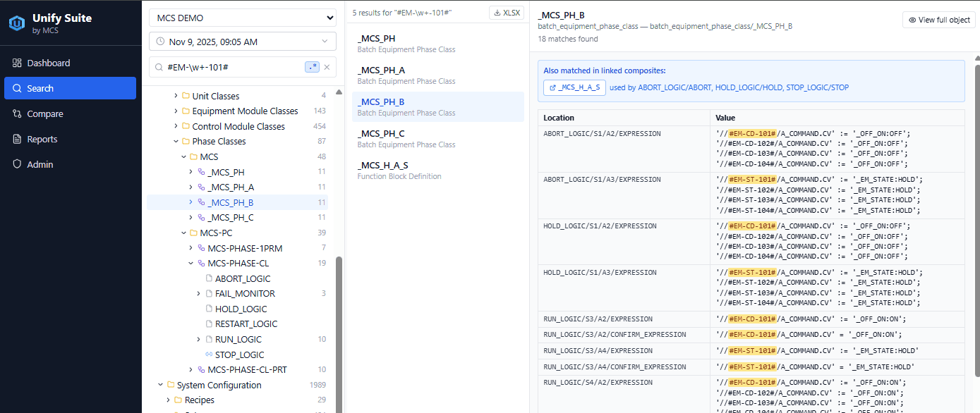 Unify Suite search example